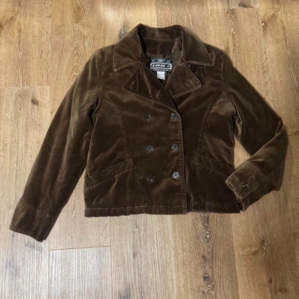 Y2K Urban Vibe Chocolate Brown velvet jacket Size S